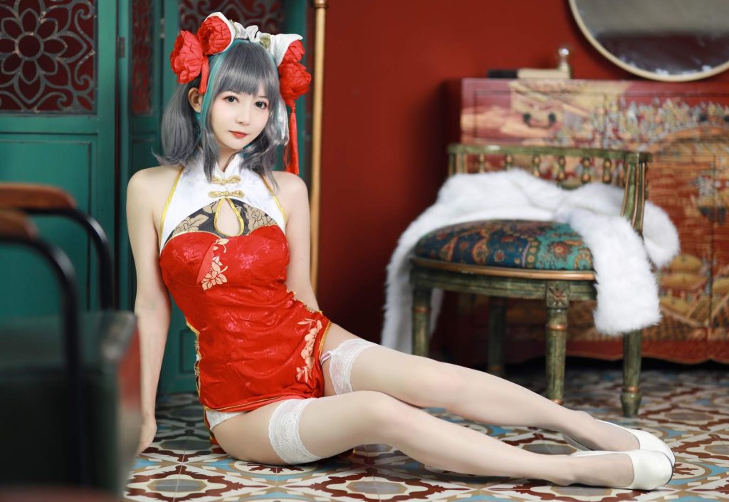 51酱 碧蓝航线 柴郡 新春旗袍 [12P-55MB]-绅士网